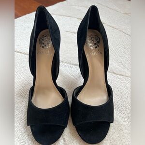 Vince Camuto Aliandry Black Suede Peep Toe Pumps